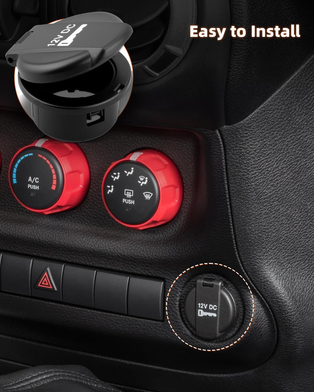 12V Car Power Outlet Cover Fit for Ram ProMaster 1500 2500 3500 3.6L V6 3.0L I4 2014-2017 Jeep Wrangler 3.6L V6 2012-2017, Cigarette Lighter Socket Cover, Replacement 5026970AA