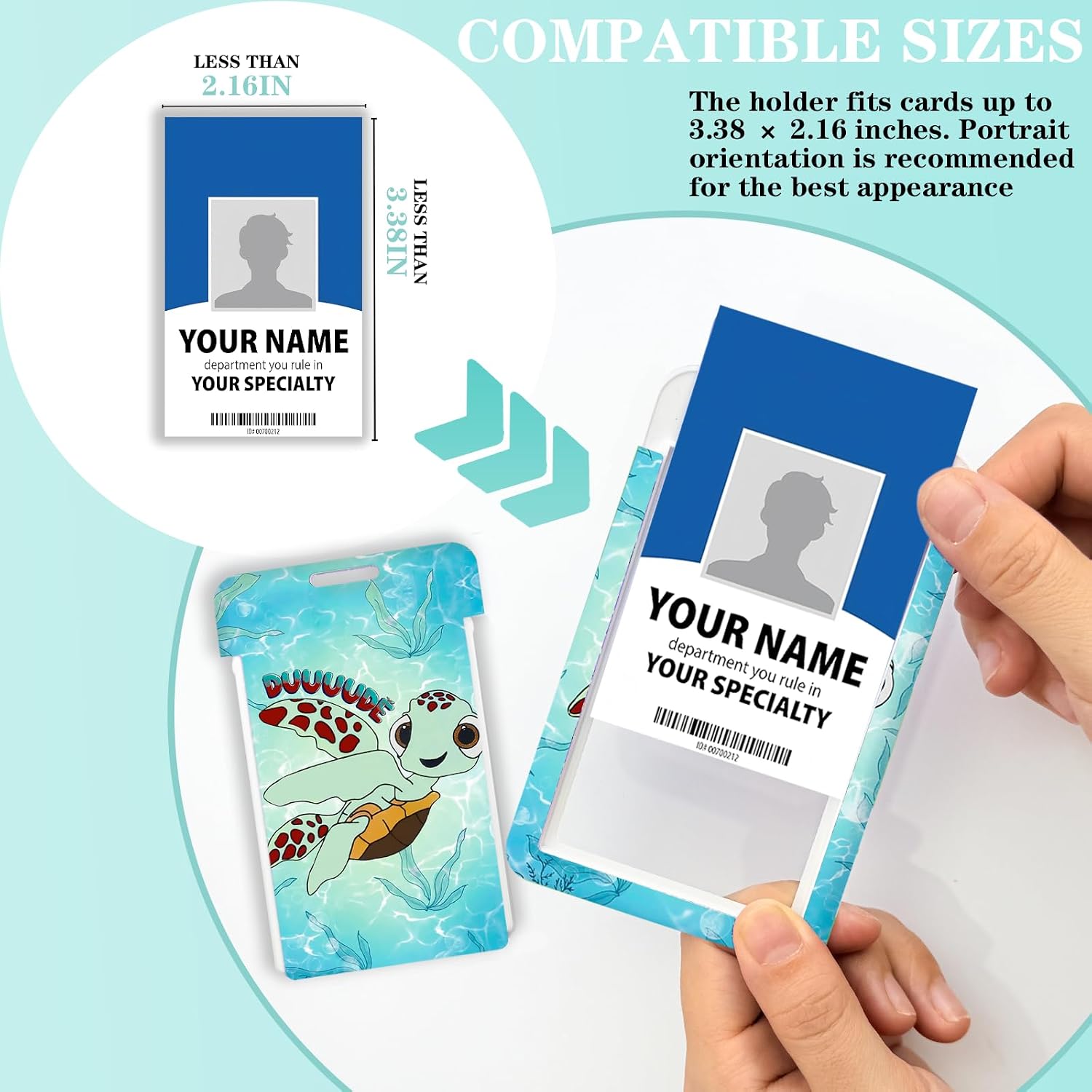 Turtle Lanyard for ID Badge Holder Breakaway & Adjustable Lanyards for ID Badges with Retractable Belt Clip, Vertical ID Card for Women, Students,Teachers, Nurses, Office Use（Funny Turtle） image 4