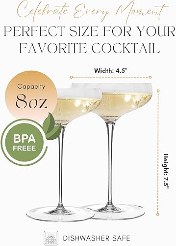 Miniatura 5 de Vasos de cóctel redondeados – Juego de 4 elegantes vasos de barra de 8 onzas para gin tonic, cosmopolitan, Manhattan y Mocktails – Vasos hermanos