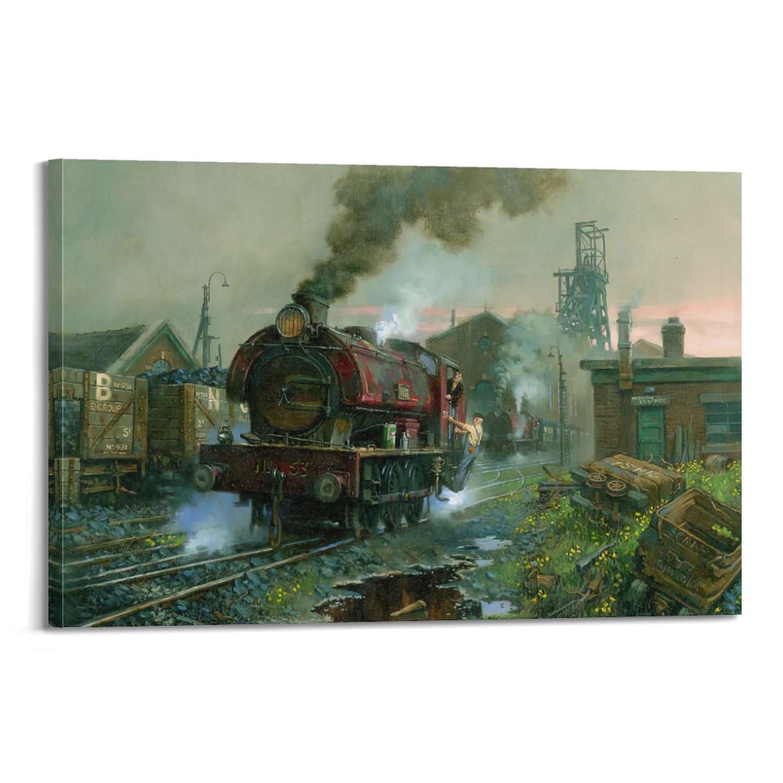 HUIYHB Vintage Steam Train Poster Home Poster Decorative Painting Canvas Wall Posters And Art Picture Print Modern Family Bedroom Decor Posters 24x36inch(60x90cm)