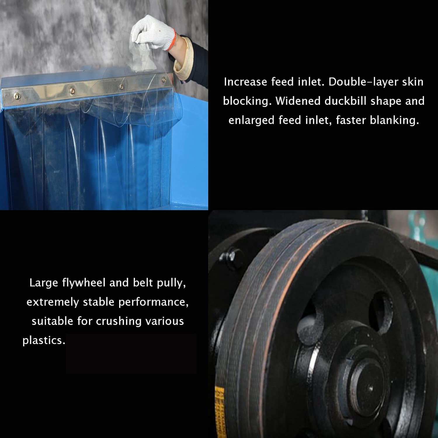 INTBUYING Electric Plastic Crusher Shredder Heavy Duty Bottle Grinder Mill Electric Chipper Granulator Grinding Machine Plastic Recycling Pulverizer 4KW 220V Three-phase