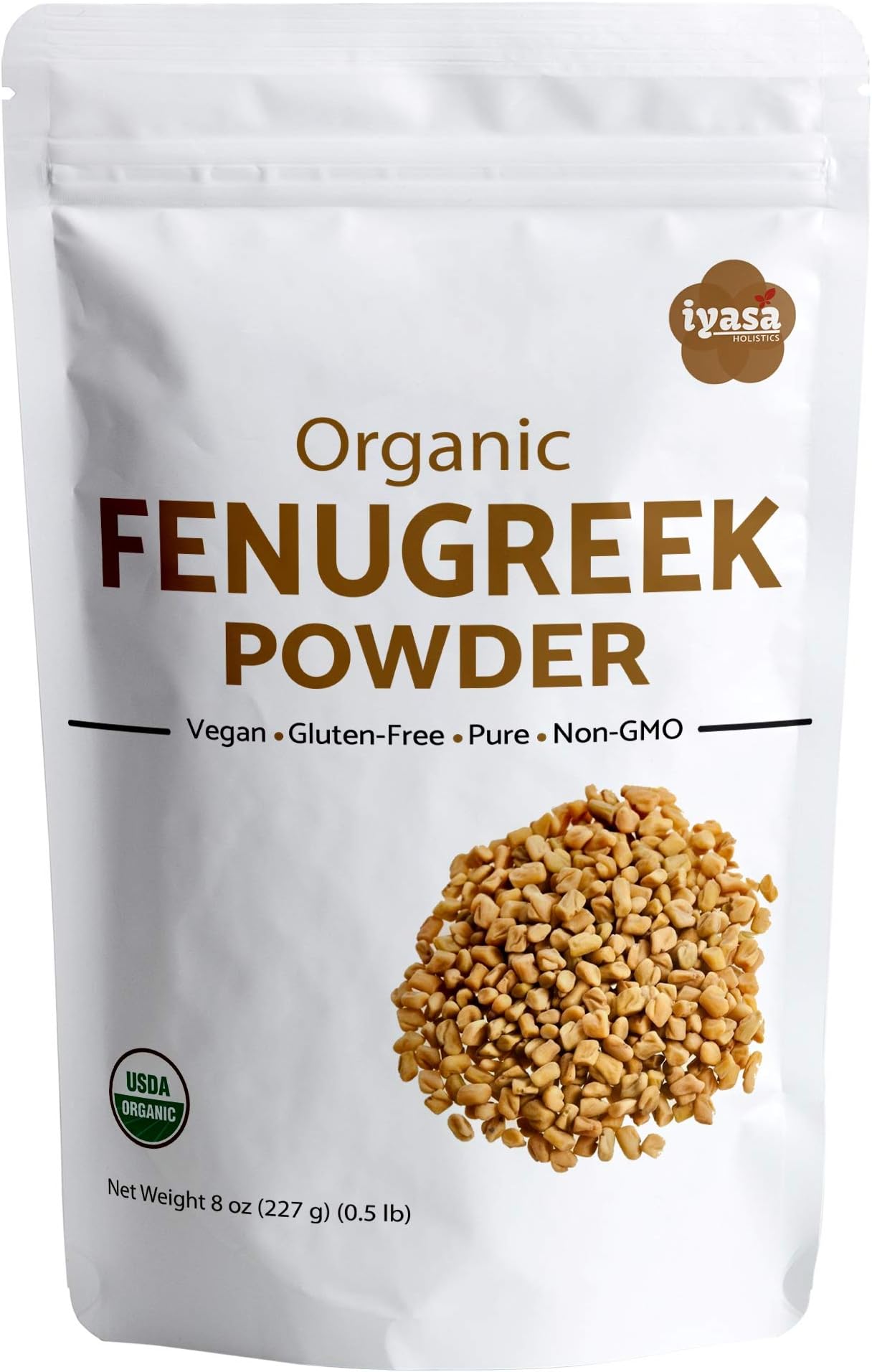 Organic Fenugreek Seeds Powder (Methi), Value Pack of 8 Oz/225 Gm, USDA Organic, Food Flavoring Agent, Supports Lactation, Natural Hair & Skincare, Ayurveda Superfood ,Resealable Pouch of 8 oz