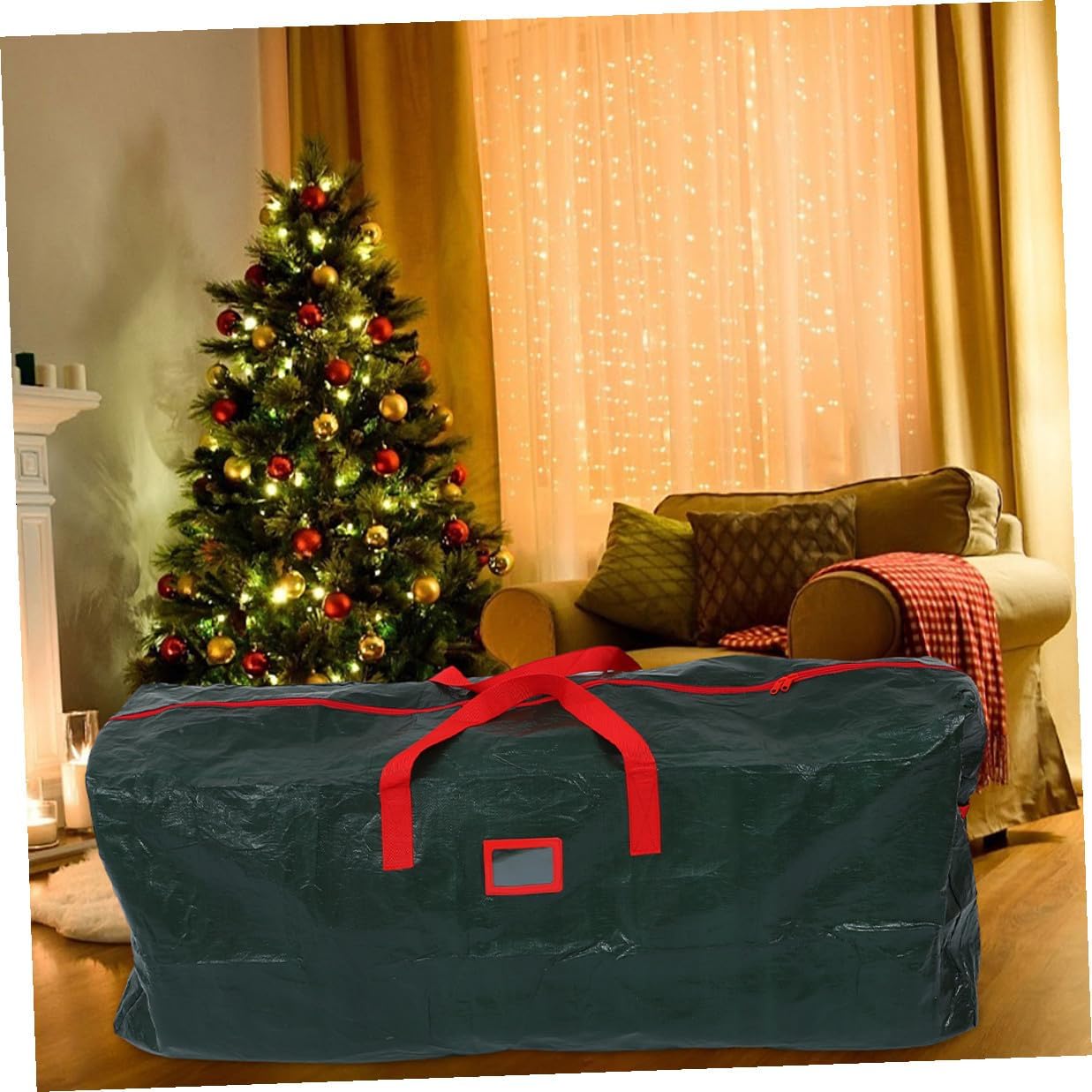 Large Christmas Tree Storage Bag with Zipper and Handles, Waterproof Dustproof Tree Storage Pouch 165x38x76cm for Holiday Decor Organization