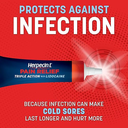 Vista 4 de Herpecin-L Tratamiento de alivio del dolor para herpes labial y ampollas de fiebre, con lidocaína, adormece el dolor y la picazón, protege contra