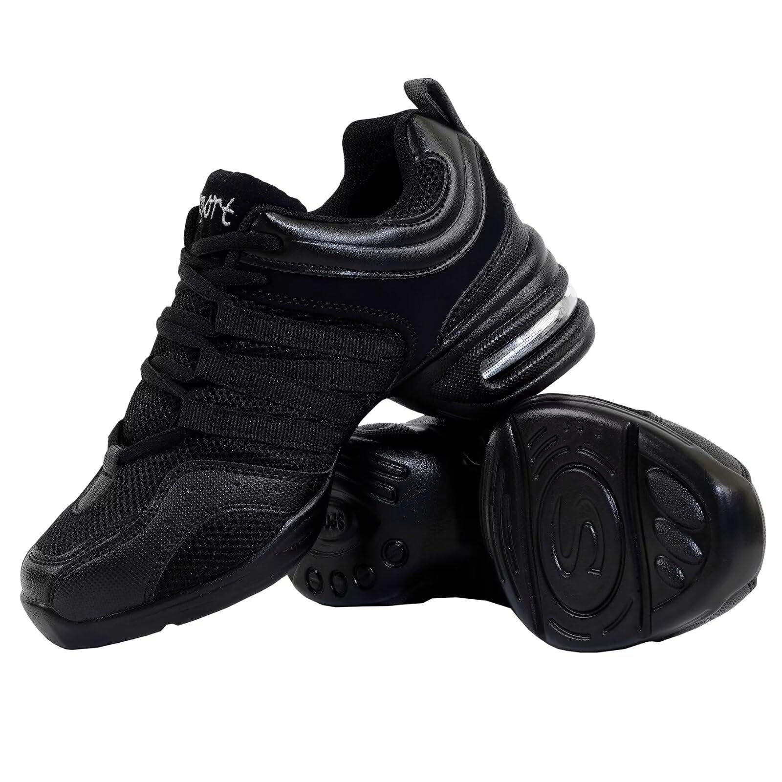 Negro Zapatillas Deportivas Baile Suela Dividida Moderno Sneakers de Danza