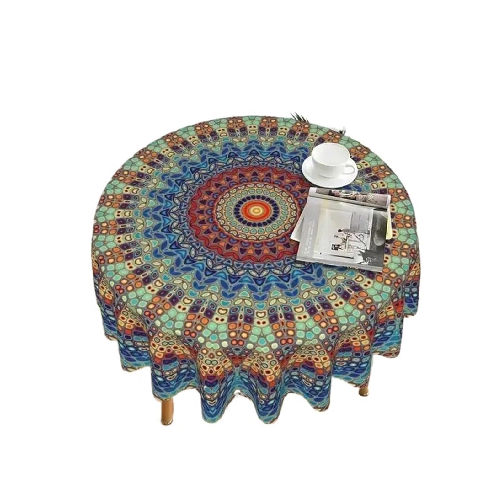 BTRYLDCFA Round Tablecloth 1pc Round Tablecloth, Waterproof Colorful Circular Patio Dining Table Cover, Cloths Covers For Backyard BBQ Picnic(Blue)