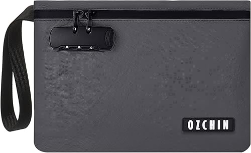 OZCHIN Bolsa de almacenamiento con cerradura de combinación, bolsa de bloqueo con forro de carbono, funda impermeable con cerradura, gran regalo