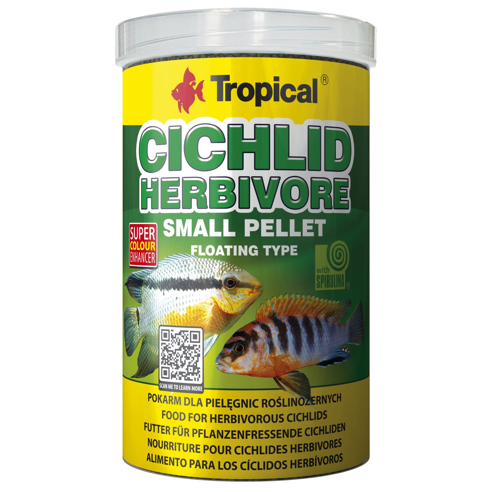 Tropical CICHLID HERBIVORE Small PELLET 1000ml / 360g - Alimento para los cíclidos herbívoros