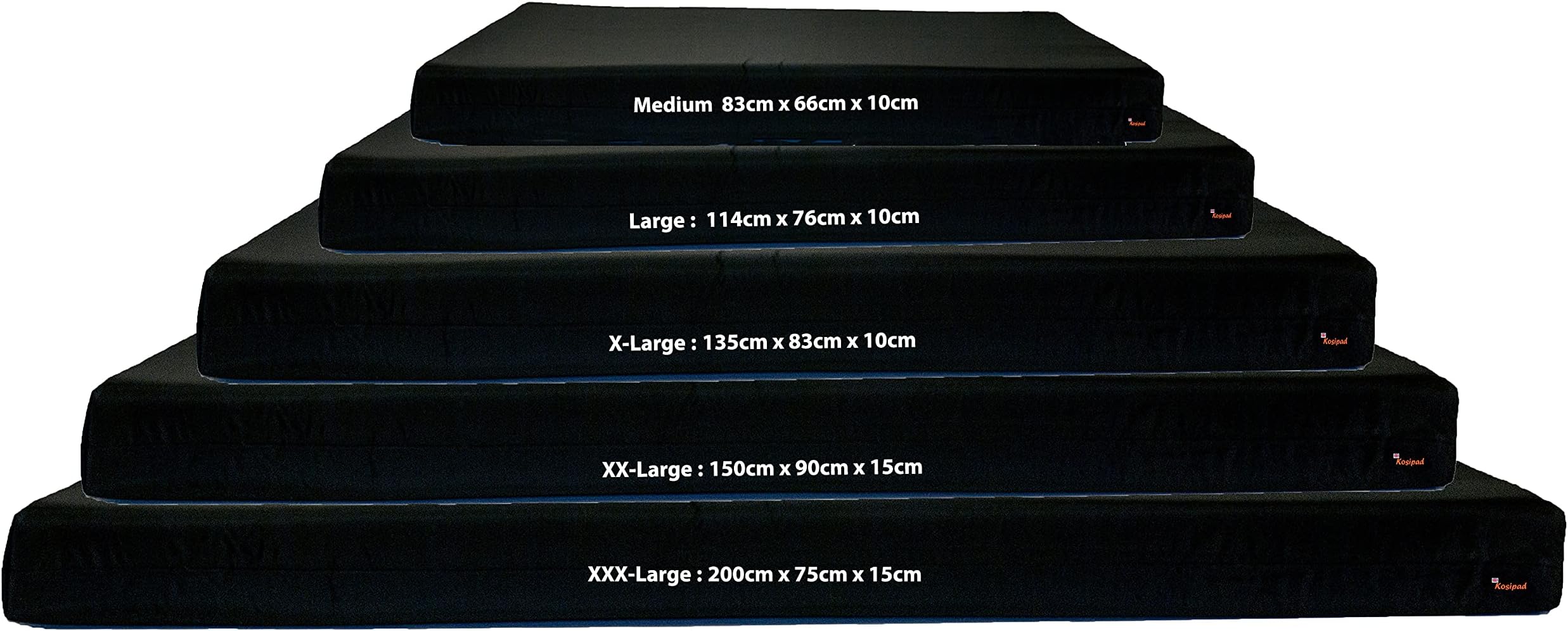 KosiPad Deluxe Gym Landing Crash Mat, Play, Nursury, Training Safe, Soft (Black, Extra Large)