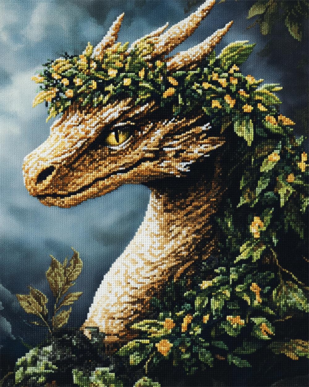 Axiangzik N.lanshan Diy Tapestry Kit Dragon With A Wreath Diy Craft Kit Fantasy Animals Latch Hook Rug Kits For Beginners Diy Needlework Crocheting Rug Kit Home Decor 100X140cm