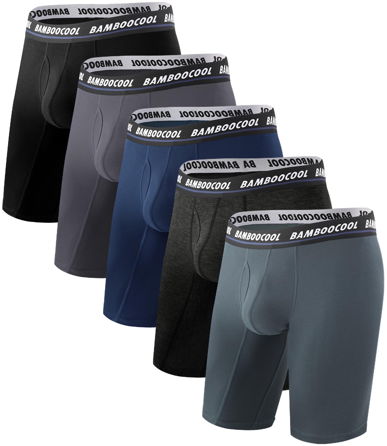 BAMBOO COOL Mens Long Boxer Briefs Performance Long Leg Sports Boxer Brief Underwear MultiPack
