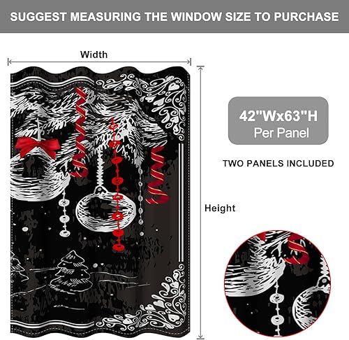 Miniatura 58 de Baocicco Cortinas opacas de Navidad para dormitorio, sala de estar, árbol de Navidad, chimenea, cortinas de ventana con ojales, cortinas familiares