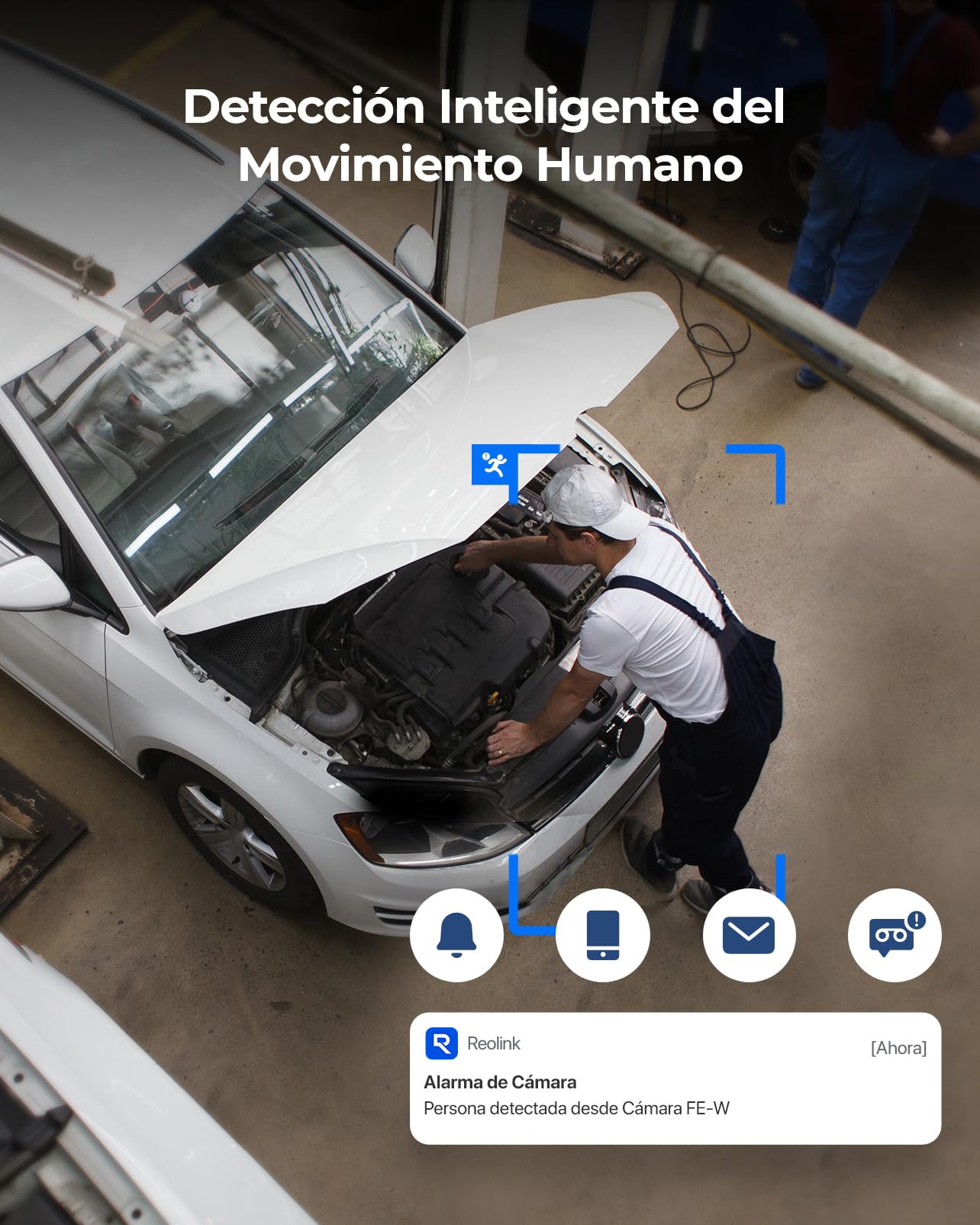 Reolink Cámara WiFi Interior 6MP, Vista Panorámica 360°, Cámara Ojo de Pez | WiFi 2,4/5 GHz, Detección de Personas, Audio Bidireccional, Instalación Techo/Pared/Mesa, Múltiples Vistas, FE-W Blanco