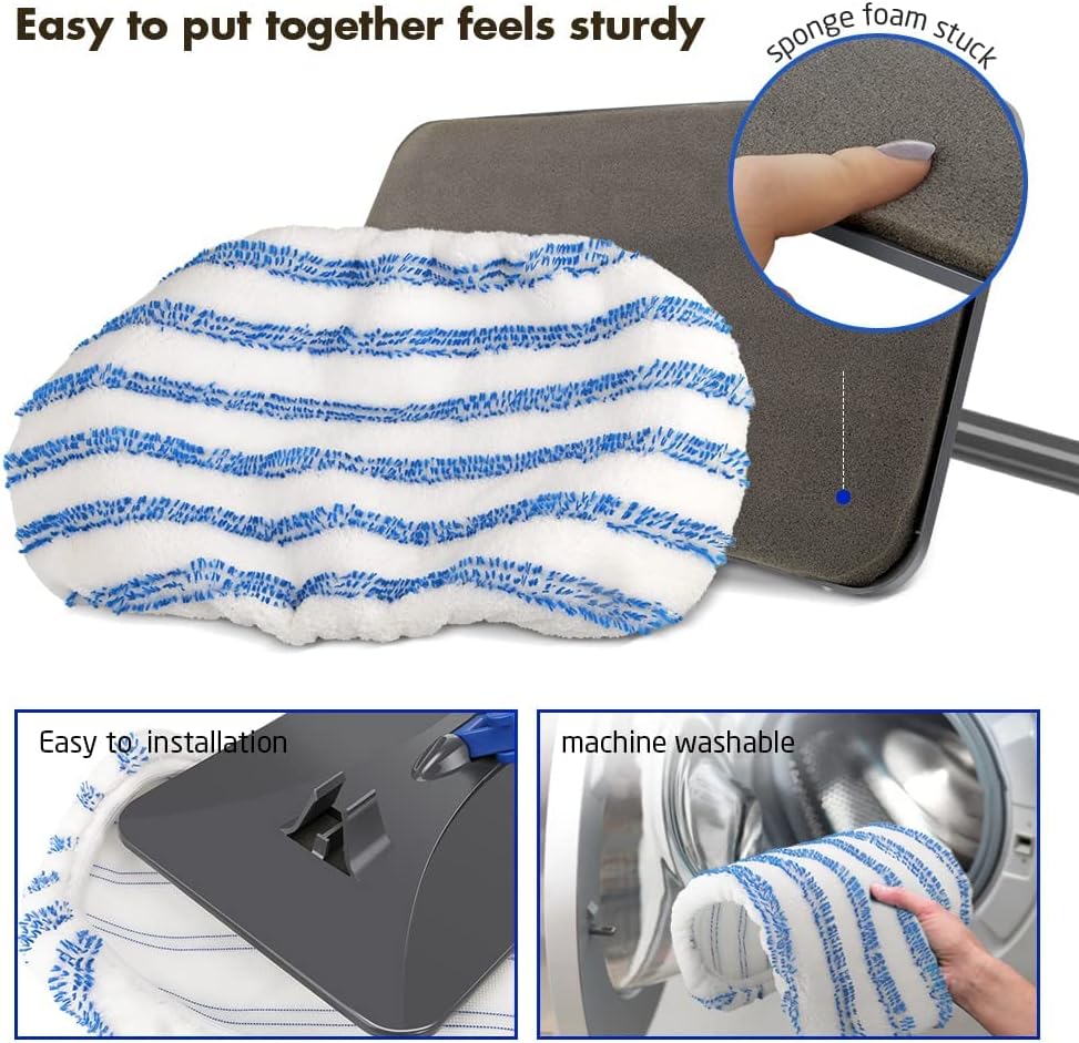 Masthome Extra Large Microfiber Mop and Mop Refills, 16“ Flat Mop with Reusable & Washable Mop Refills for Wet & Dry Use, Dust Mop for Hardwood Laminate Tile Ceramic Floor Cleaning