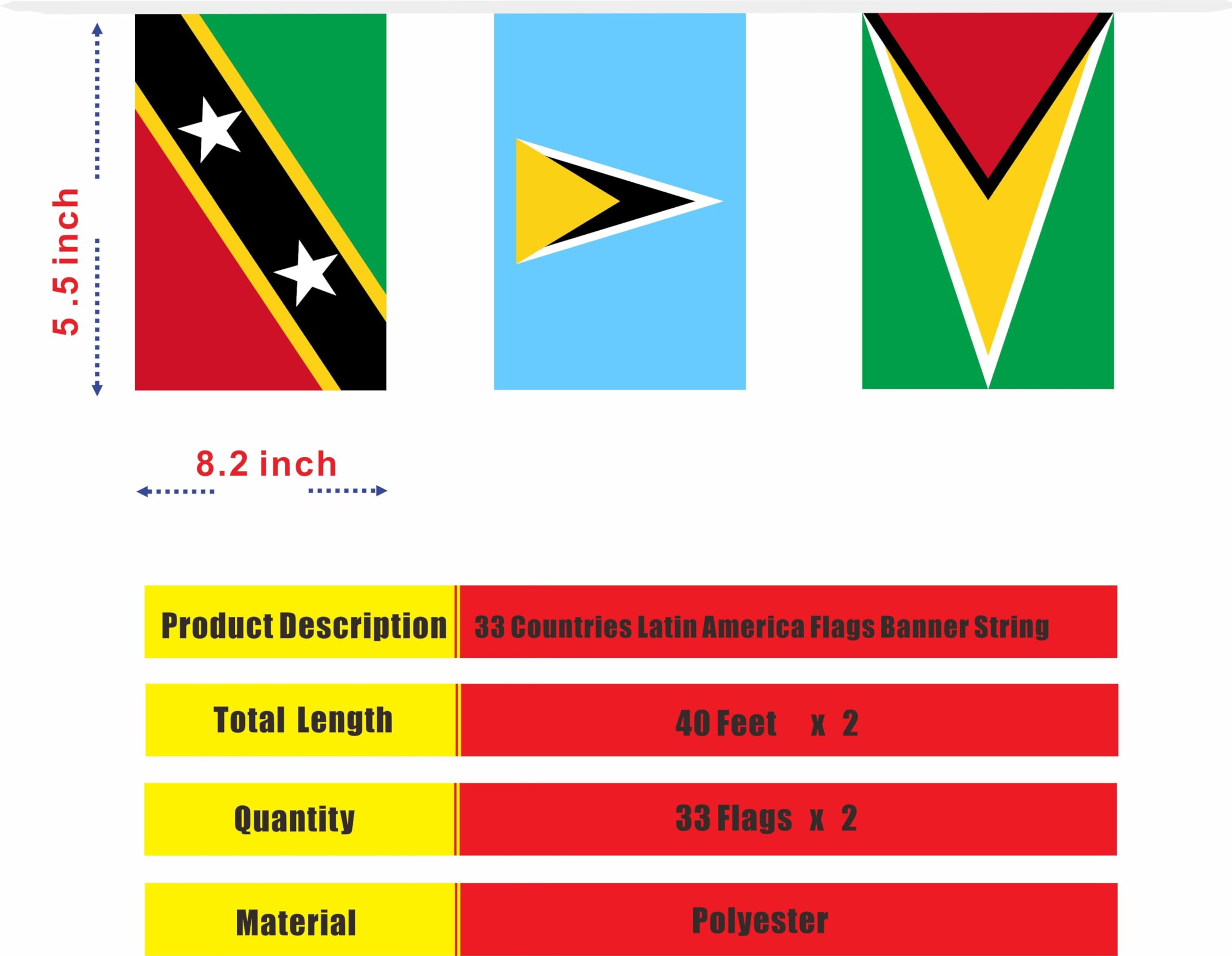 22 Flags String Decoration Hispanic Flags Banner WEITBF 2 Set 22 ...