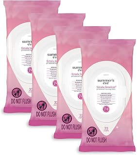 Summer's Eve Simply Sensitive Feminine Wipes - pH Balanced, Odor Removing, Gentle for Sensitive Skin, 32ct 4-Pack