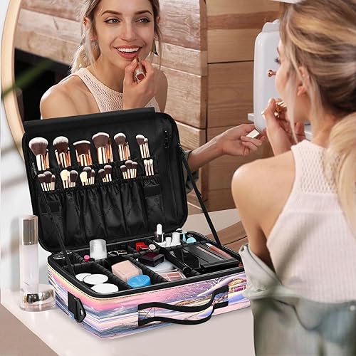 Miniatura 7 de Zathe Snowman and Country House travel cosmetic bag toiletry bag toiletry travel kit make up bag purse travel makeup bags for women bolso de
