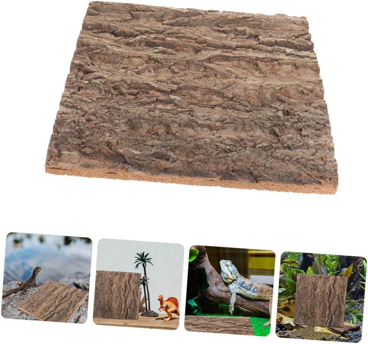 2pcs Authentic Cork Bark Wall Panel with Backboard for Reptile Tanks and Terrariums Natural Tree Bark Decor with Green Plant Design Easy Installation Aquarium Background for Home