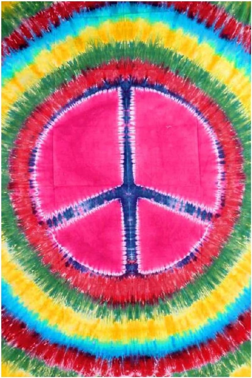 Multi-Color Tie Dye Peace Sign Tapestry - 58" x 82"
