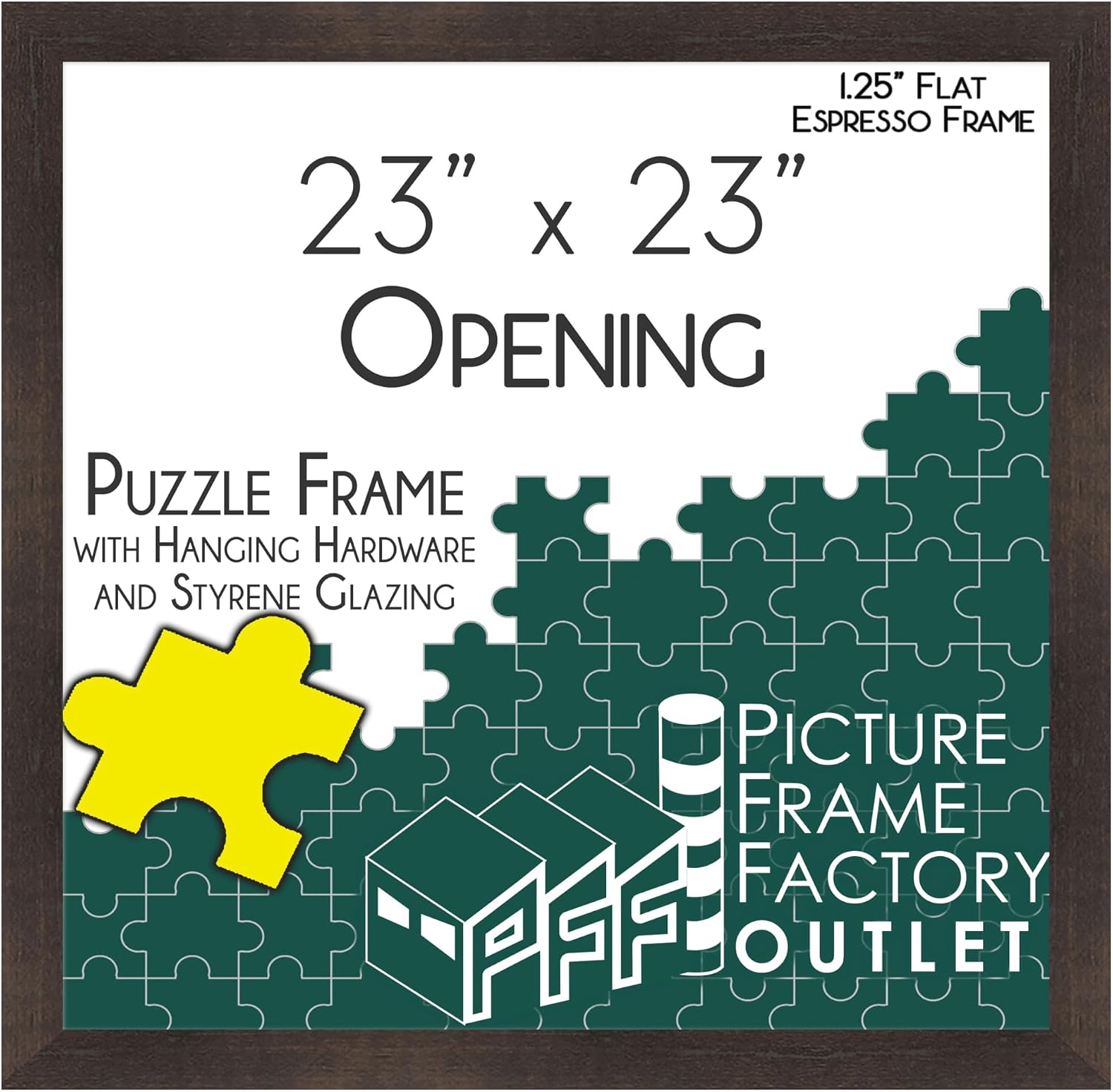 PictureFrameFactoryOutlet PFF 23x23 Inch - Premium 1.25" Espresso Profile - Picture Frame for Artwork, Puzzles, Photos, Certificates