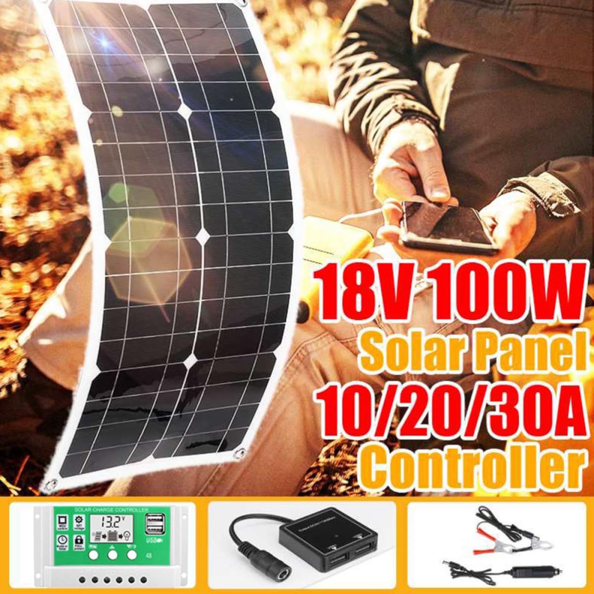 Pannello Solare 25w 18v Controller per Viaggi e Bici