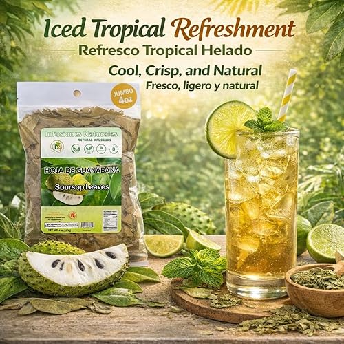 Miniatura 3 de Hojas de Guanábana (Té de Hojas de Guanábana) – Jumbo 4 oz – 100% Natural, Vegano, Sin OGM, Silvestre y Auténtico – Té Herbal Sin Cafeína – Rinde
