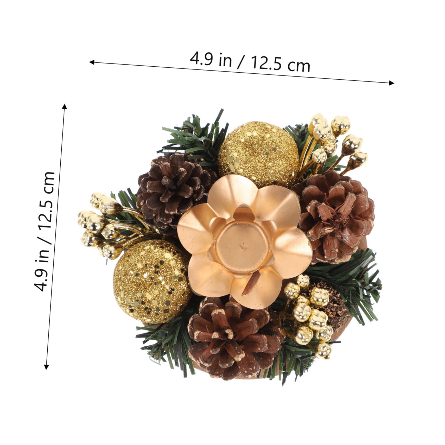 OUNONA Artificial Flower Candle Holder Christmas Table Decoration Plastic Metal Home Craft