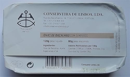 Miniatura 2 de Ticana Portugal Huevas de bacalao en conserva gourmet en aceite de oliva puro y especias - 4.23oz / 120gr (paquete de 5 latas)