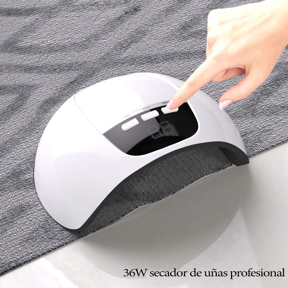 Lámpara Secador de Uñas 54 W, Profesional USB Lámpara LED UV Uñas para Esmalte de Uñas de Gel, con Temporizador de 30s 60s 99s y Sensor de Infrarrojos y Pantalla LED, para Manicura/Pedicure Nail Art……