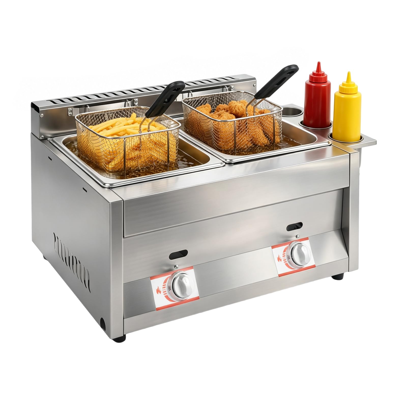 Freidora de gas doble freidora 2 x 6L freidora comercial acero inoxidable