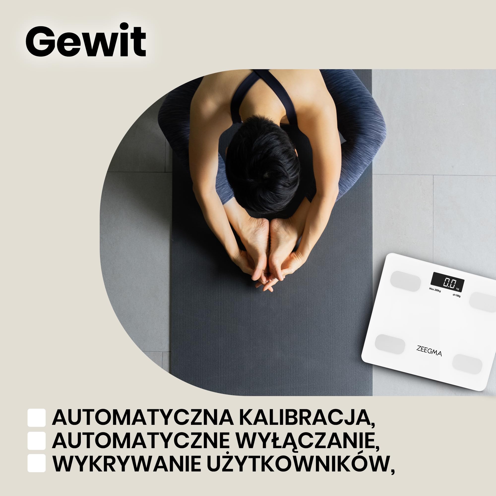 Zeegma ZE-GEWIT Waga Łazienkowa, Szkło, Biały