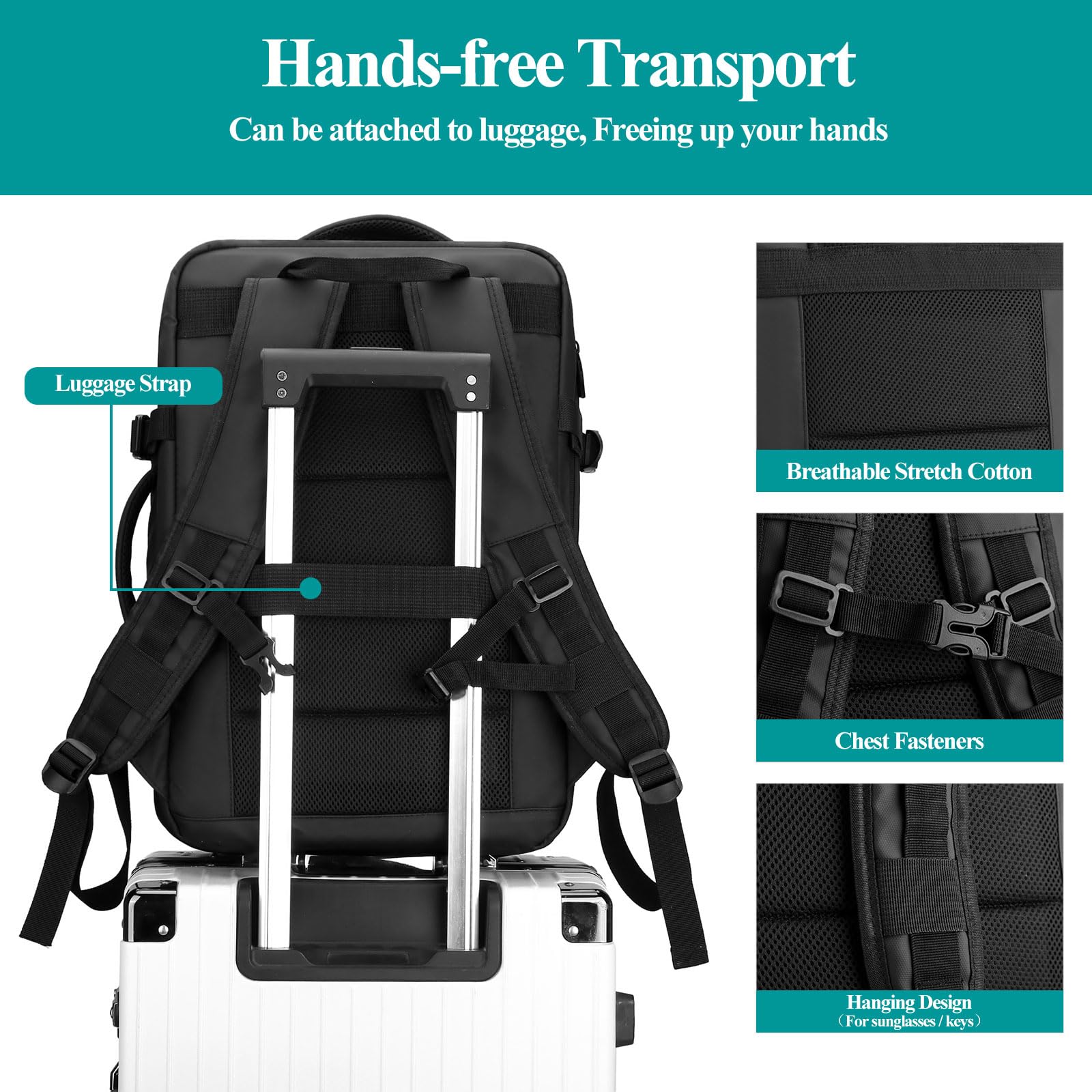 Long Keeper Zaino Viaggio Zaino per Portatile 15.6 Pollici Zaino Porta PC Impermeabile Zaino Lavoro Borse da Viaggio Cabina Uomo Donna con Porta di Ricarica USB