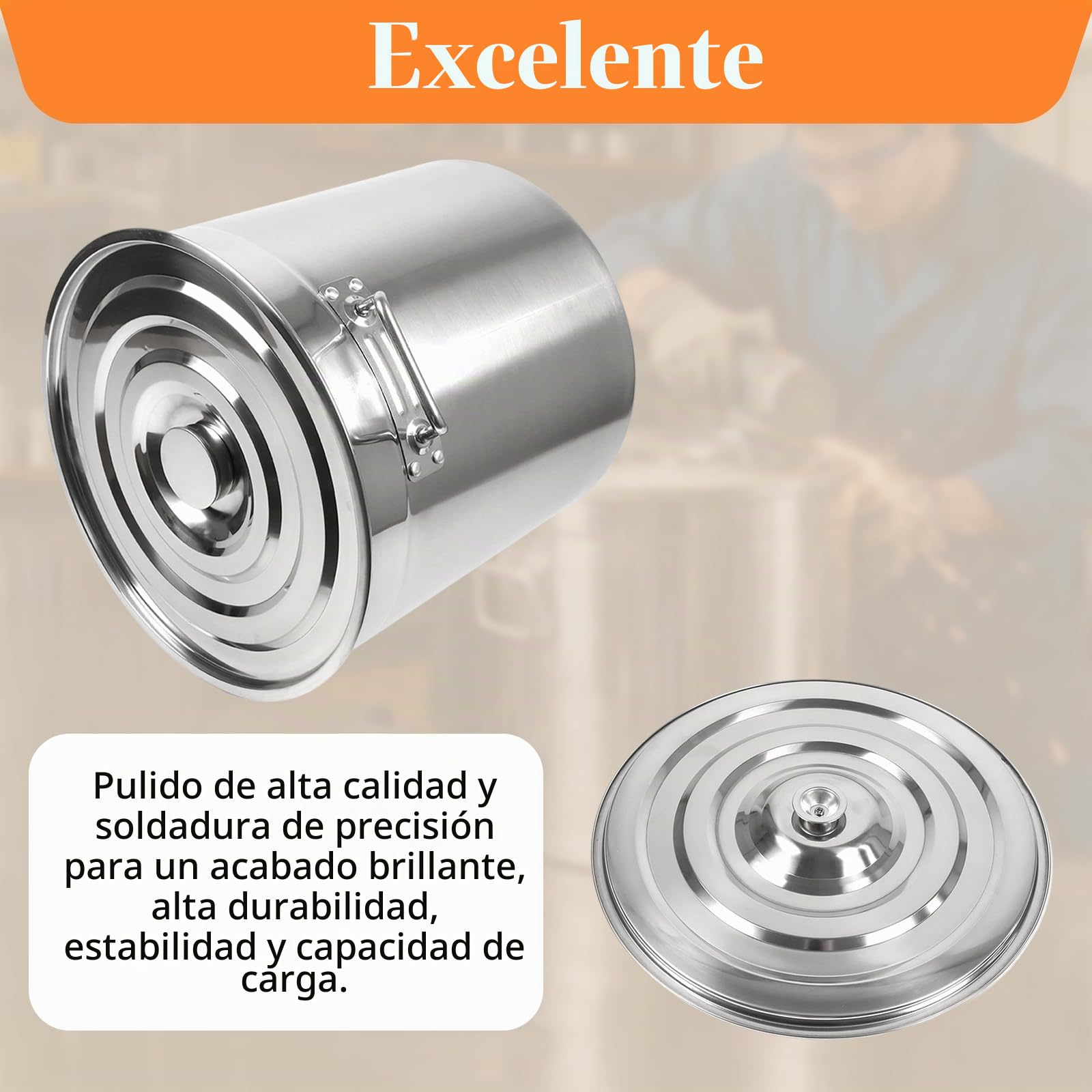 50L olla de cocina, olla grande de 40 cm de acero inoxidable con tapa y asas retráctiles, ollas grandes de gran capacidad para cocinar verduras para cocinar a fuego lento, asar y mantener
