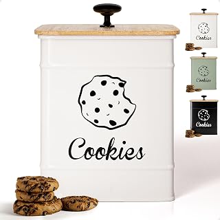 Cookie Airtight White Iron Cookie Jar