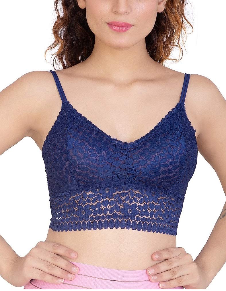 GLAMROOTWomen’s Padded Floral Lace Bralettle Bra, Free Size