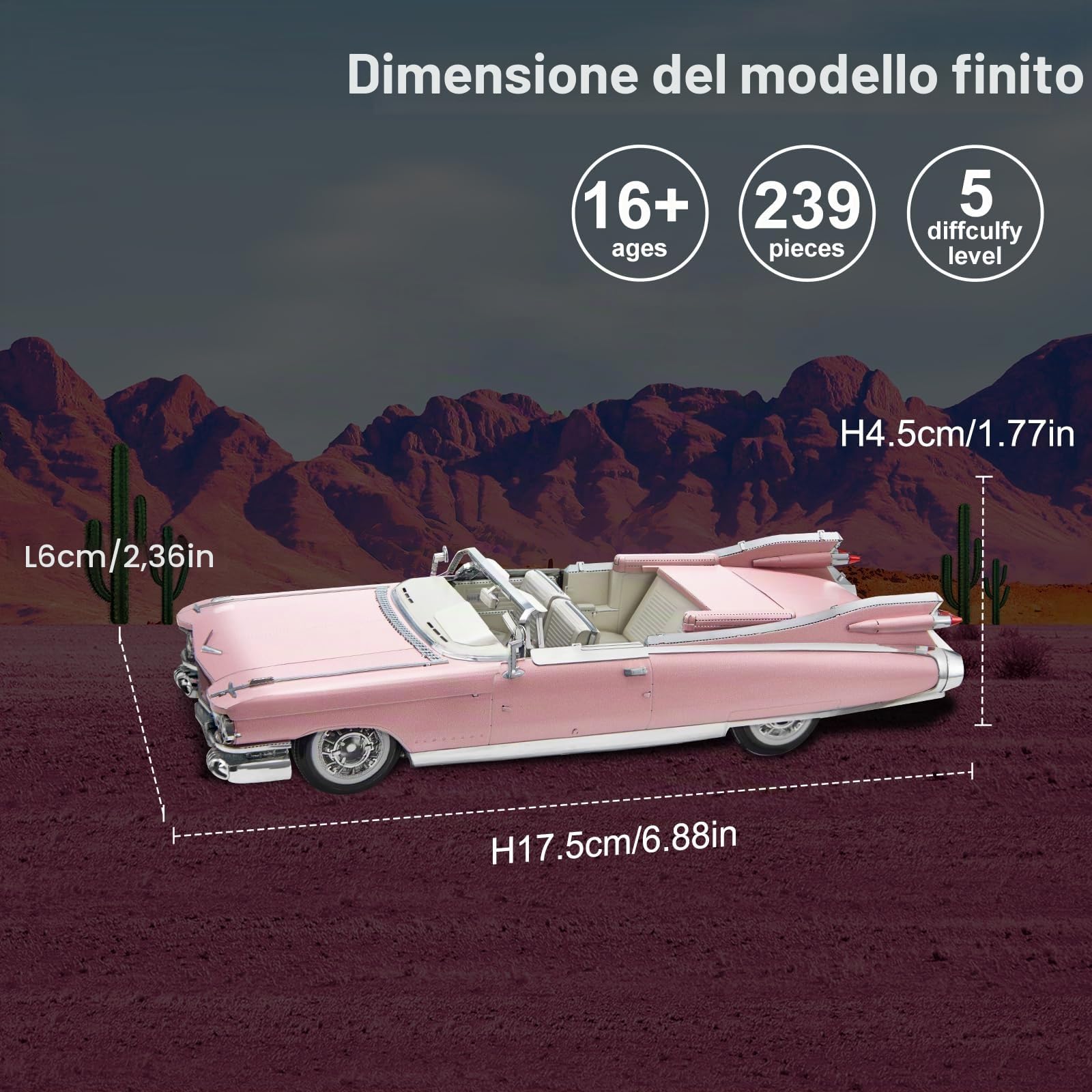 Piececool Metal Puzzle 3D Convertibile Serie 62, Auto di Lusso Puzzle 3D Metallo, Modellini per Acciaio Inossidabile, Regalo, Raccolta, Materiale Metallico, Modellismo da Costruire Adulti, 239 Pezzi