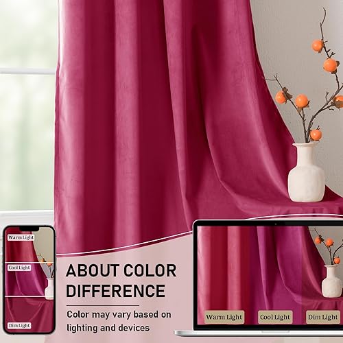 Miniatura 155 de Cortinas de terciopelo JIUZHEN, cortinas opacas suaves de terciopelo retro para dormitorio, cortinas elegantes con reducción de ruido y Rosa