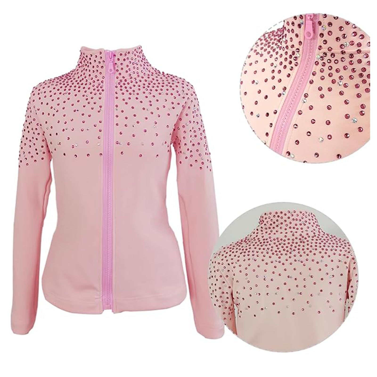 LIUHUO Chaqueta de patinaje sobre hielo para niñas y mujeres, forro polar elástico, para entrenamiento, patinaje artístico, blanco, 4-6 años