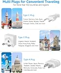 Adaptateur de prise de voyage Europe/Royaume-Uni/États-Unis USB C, 3 AC Sorties 4 USB Ports (4.8A/24W) Barre de puissance universelle pour les voyages EU Espagne UK Irlande US Canada, 3Ft