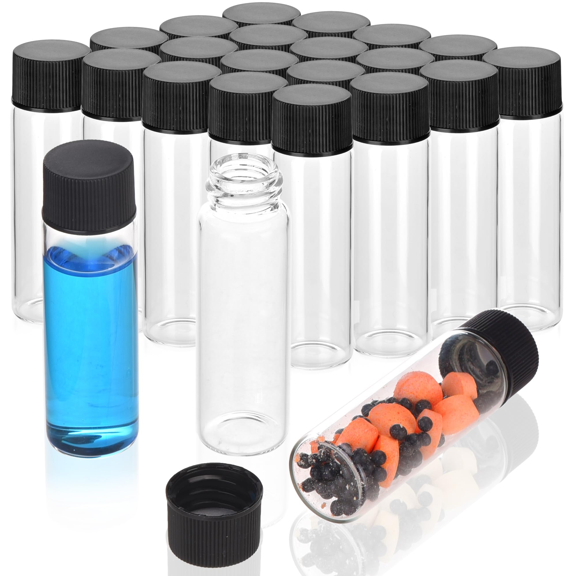 BIGLEE 30PCS Clear Small Glass Vials with Screw Caps (CLear,40ML)