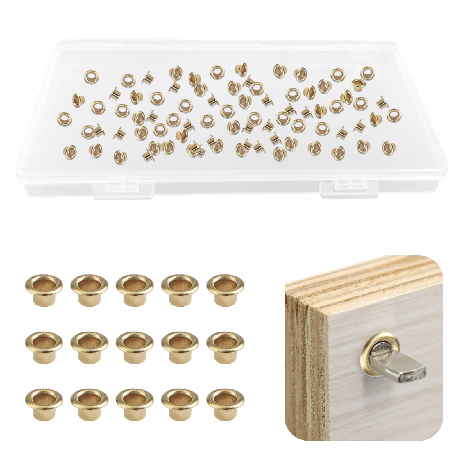 UFURMATE 300Pcs Gold Shelf Pin Caps with Hole Heavy Duty Metal Shelf Pins Reinforcement Grommets for Bookshelf Cabinet