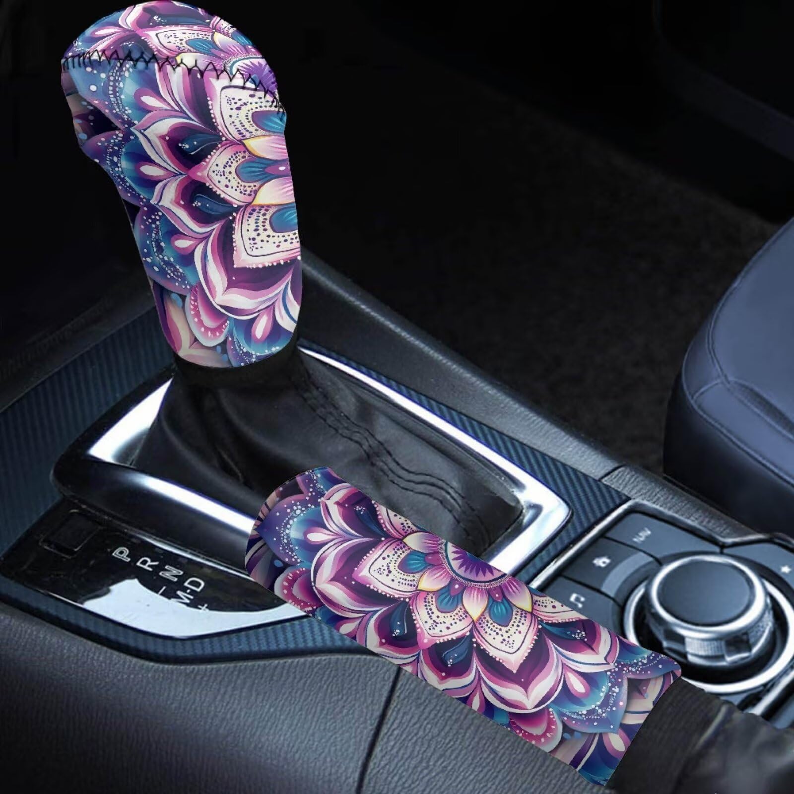 Bulopur Car Shifter Gear Hand Brake Trim Cover Set for Most Cars Van SUV Sedan Truck Auto Accessories