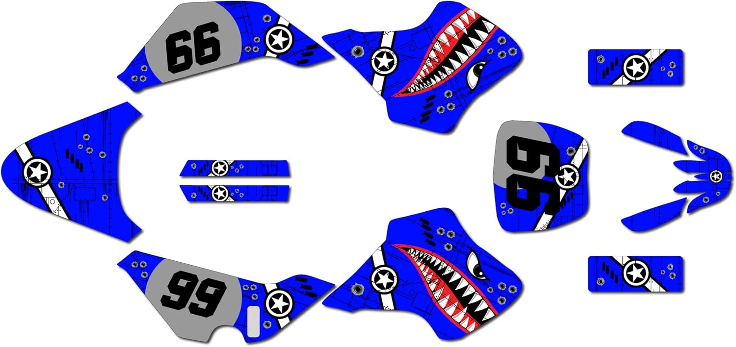 Graphics Kit for Suzuki JR 50 (2000-2006) Predator Series Grey 16 Mil - Dirt Bike Custom Racing Graphics Decals Stickers Kit, no-Plastics