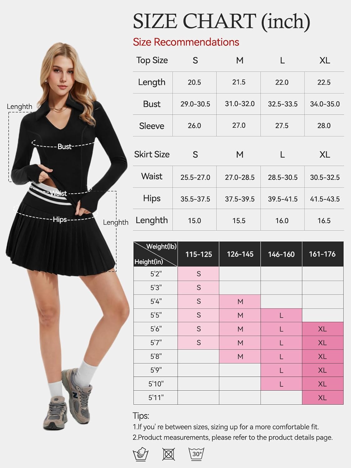 Two Piece Tennis Skirt Set for Women Racerback Color Block High Waisted Pleated Golf Outfits - Image 7