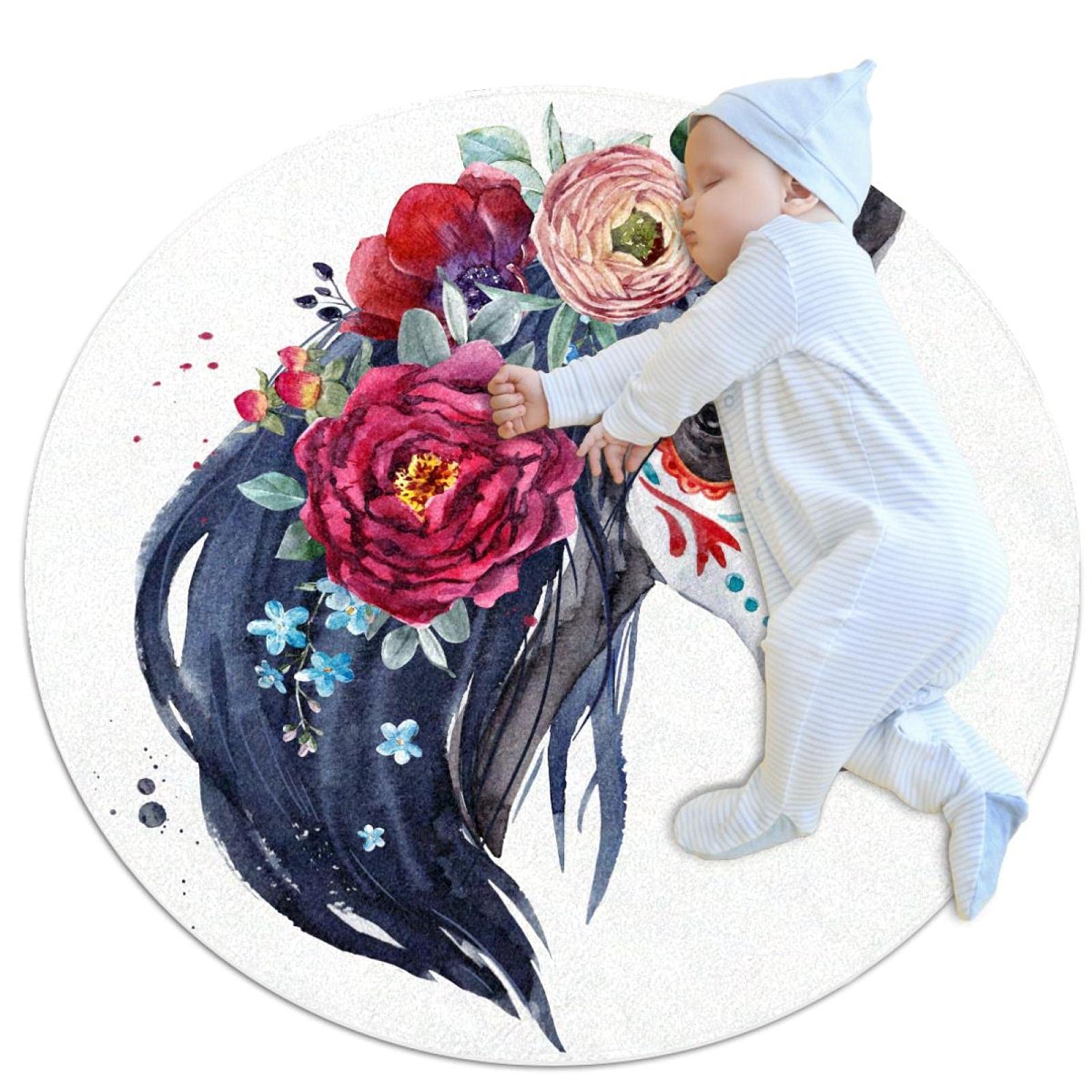 Tapis de jeu pour enfants rond JDEZ pour isoler le sol et protéger les petits pendant le jeu