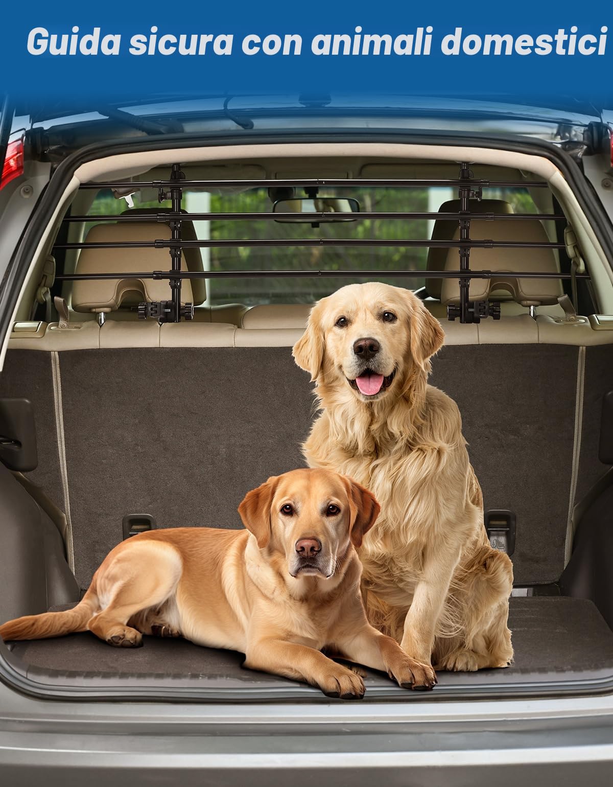 JOYTUTUS Divisori Auto per Cani, Barriere Cani per Veicoli, Griglia Protettiva Protezione per Cani per Auto Protezione per Cani in Alluminio Divisorio per Bagagli Griglia Universale per Bagagliaio