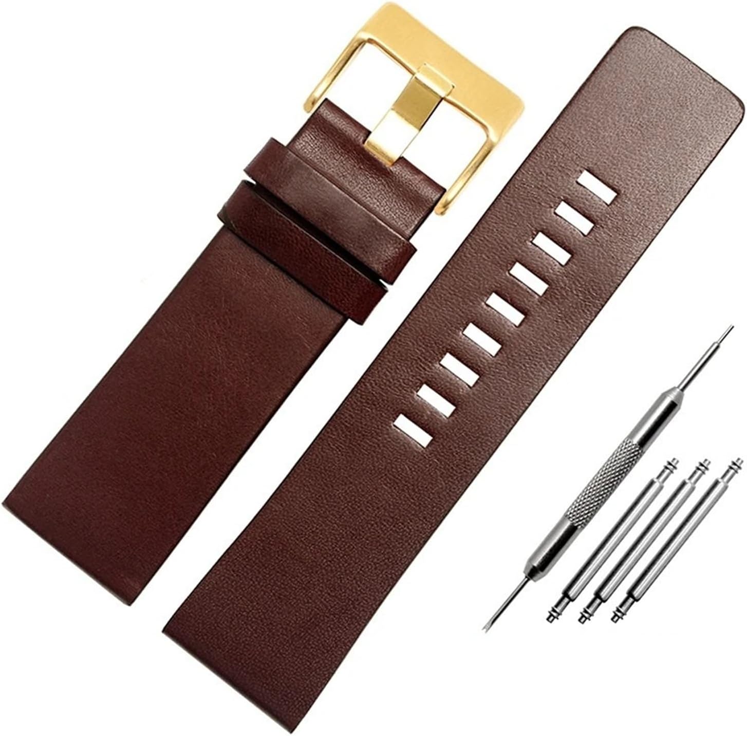 HuanJ Compatible With Diesel Genuine Leather Watch Strap DZ7332 DZ7314 DZ7311 Men Wrist Band Watchband Accessories 26MM 28MM 30MM 32M