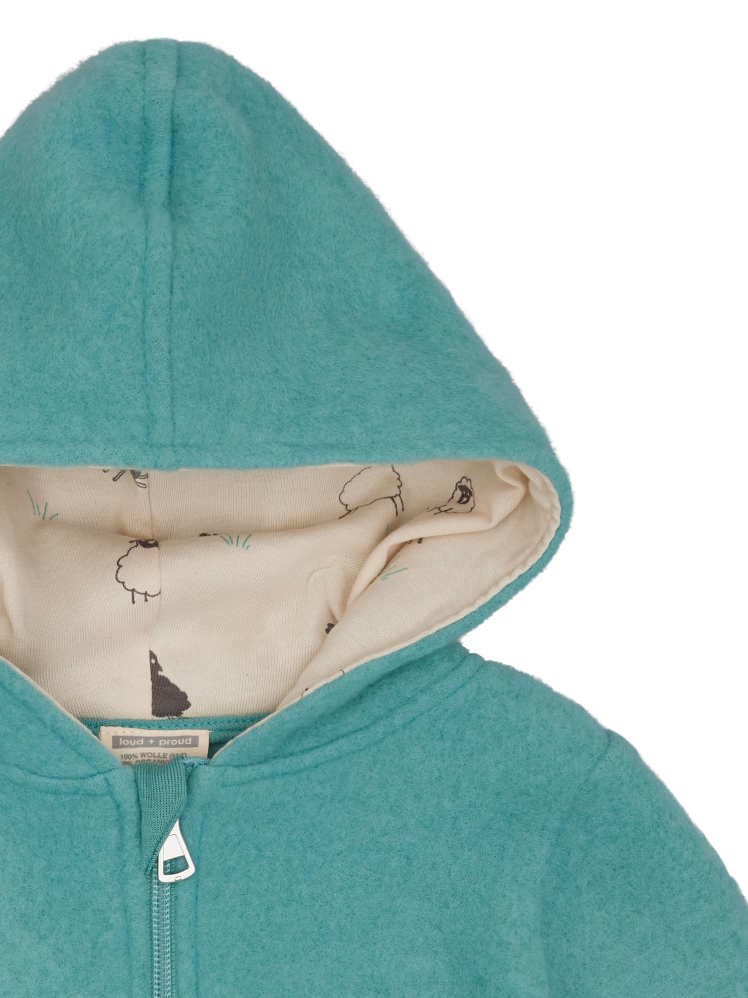 loud + proud Unisex Kinder Wollfleece mit Kapuze, GOTS Zertifiziert Wollfleecejacke