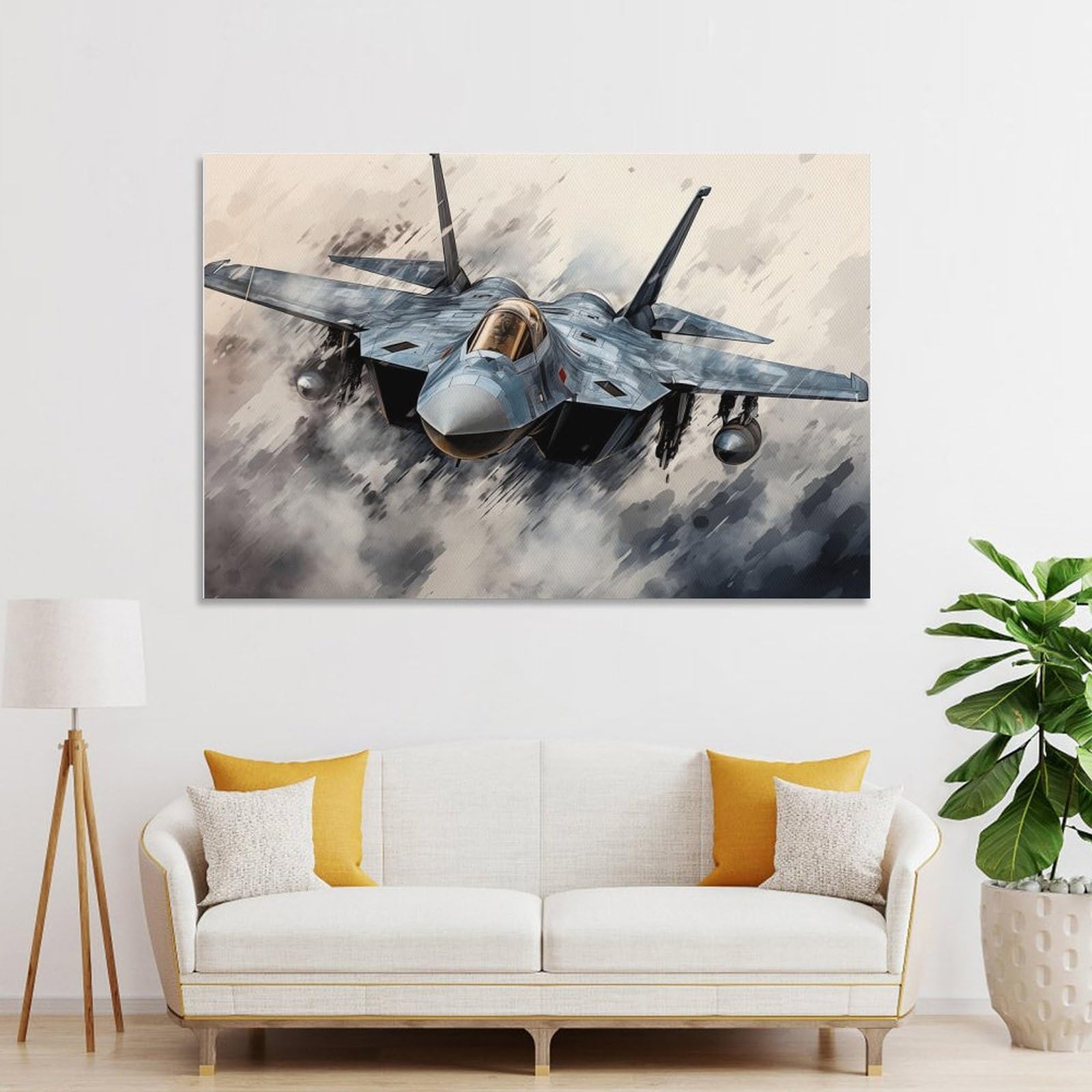 Junmoney Unframe-Style-12-1 High-Speed Stealth Jet Fighter Decorative Wall Artwork, 08X12inch(20X30cm), For Living Spaces, Bedrooms Or Relaxed Rooms, Modern Wall Decor For Cosy Interiors