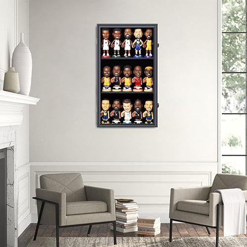 Miniatura 6 de Zmiky Bobblehead Display Case Action Figure Display Case Bobble Head Shadow Box Wall Cabinet for 15 Figurines Display with Lockable Anti Fade Uv